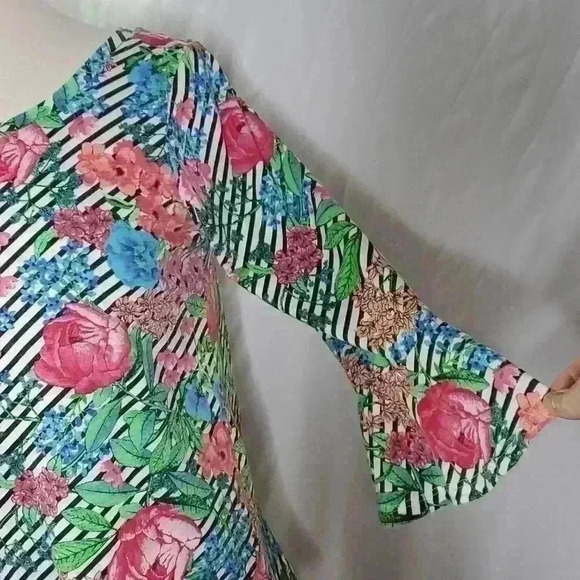 HANNAH Floral Rose Stripe Top sz S Cottagecore Boho - Picture 5 of 8